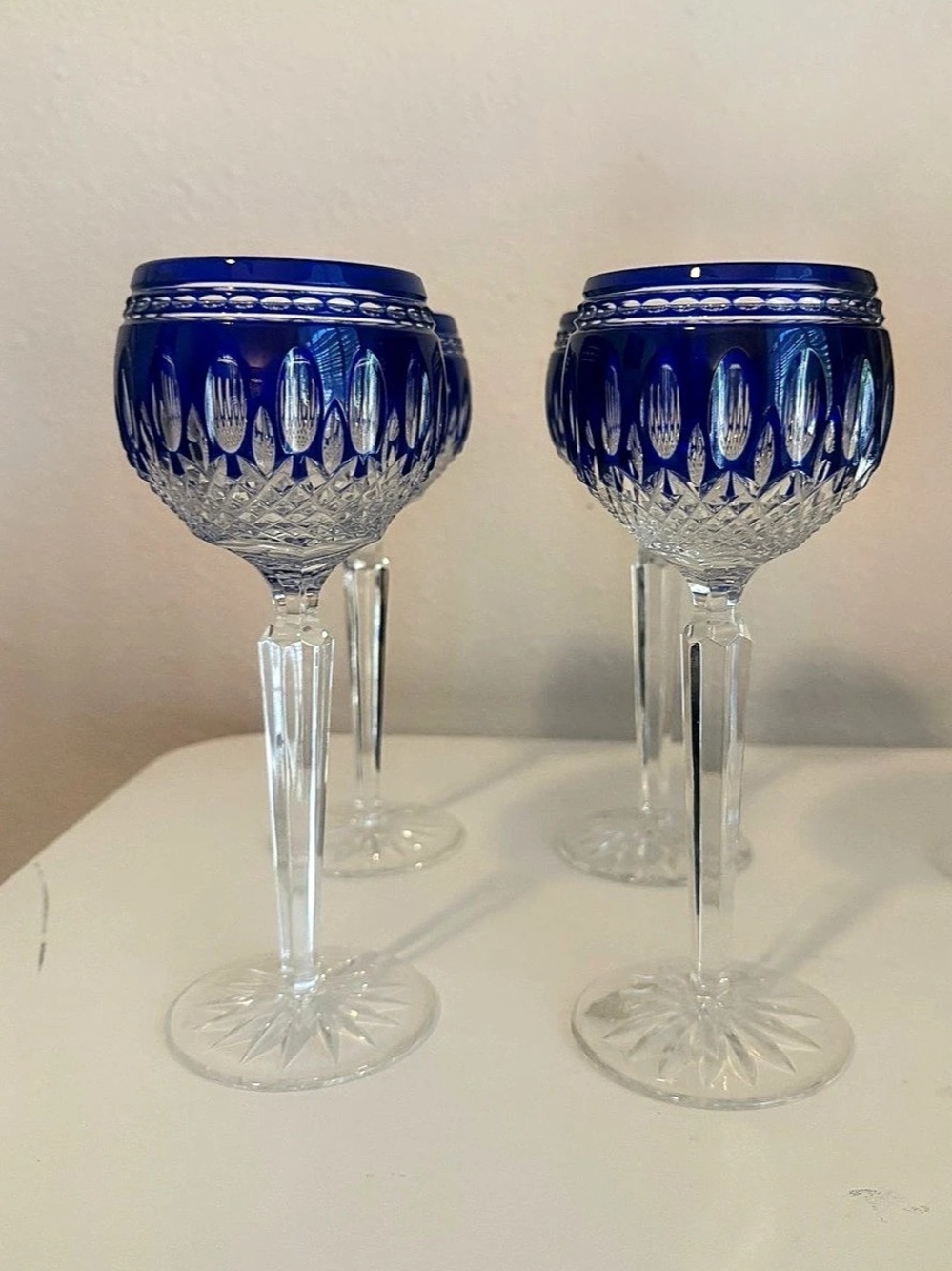 Waterford Cobalt Clarendon Hock Glasses